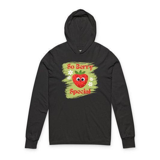 So Berry Special Unisex Hooded Long Sleeve Shirt - Cute Fruit Design, Spring Fashion, Gift for All Ages, Fun Casual Wear, Strawberry Lovers