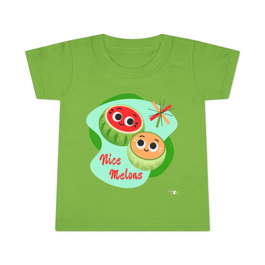 Cute Toddler Shirt with 'Nice Melons' Design, Kids Summer Tees, Boys and Girls Gift, Playful Cotton Top, Adorable Birthday Outfit