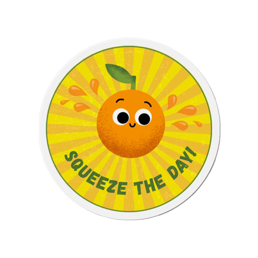 Cheerful Die-Cut Magnets - Squeeze the Day! Fun Kitchen Decor, Gifts for Citrus Lovers, Motivation Tiles, Cute Refrigerator Art