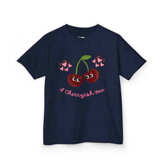 Cute Kids Cherry Shirt: I Cherish You Funny Pun Tee, Valentine's Gift, Birthday Outfit, Playful Everyday Wear, Soft Cotton Tee