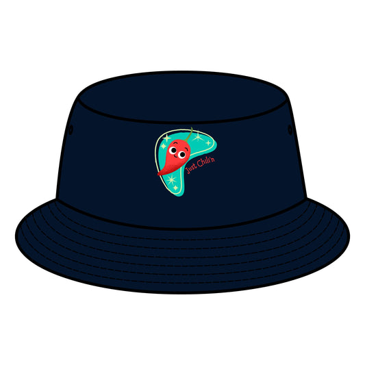 Fun Retro Bucket Hat with Colorful "Just Chillin' Pun" Design, Summer Hats, Casual Trendy Headwear, Vacation Accessory, Gift for Him/Her
