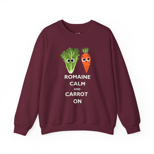 Funny Vegetable Sweatshirt - 'Romaine Calm and Carrot On' - Gift for Gardeners, Foodies, Friends, Casual Wear, Humor Apparel