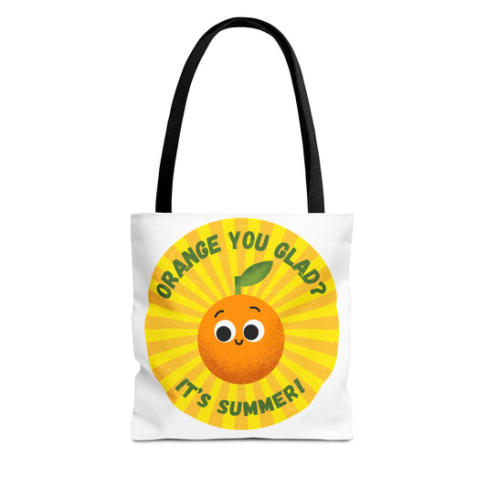 Summer Vibe Tote Bag with Cute Orange Design, Beach Bag, Gift for Friends, Eco-Friendly Shopping, Fun Accessory for Summer