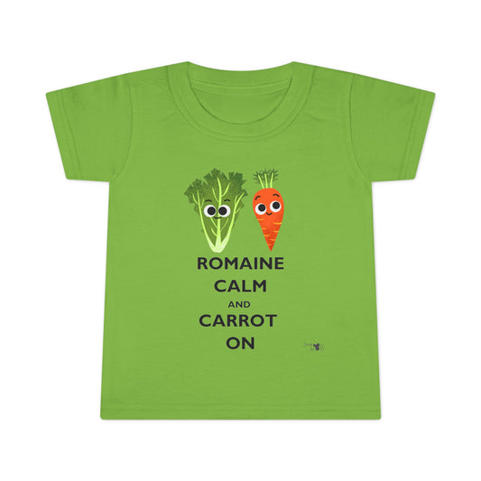 Cute Toddler Shirt with 'Romaine Calm and Carrot On' Design, Vegetable Humor Tee for Kids, Gift for Baby Showers & Birthdays