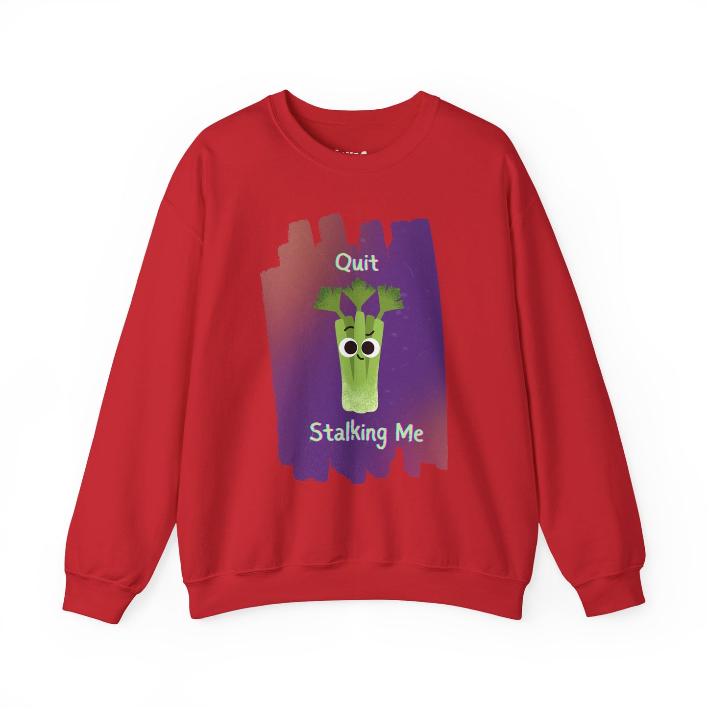 Funny Celery Pun Sweatshirt, Graphic on Front, Quit Stalking Me Crewneck, Unisex Crewneck, Quirky Graphic Pullover