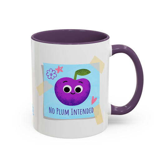 Playful Plum Coffee Mug, Cute Gift for Teachers, Friends, Humor Mug, Fun Kitchen Decor, Unique Cup for Any Occasion
