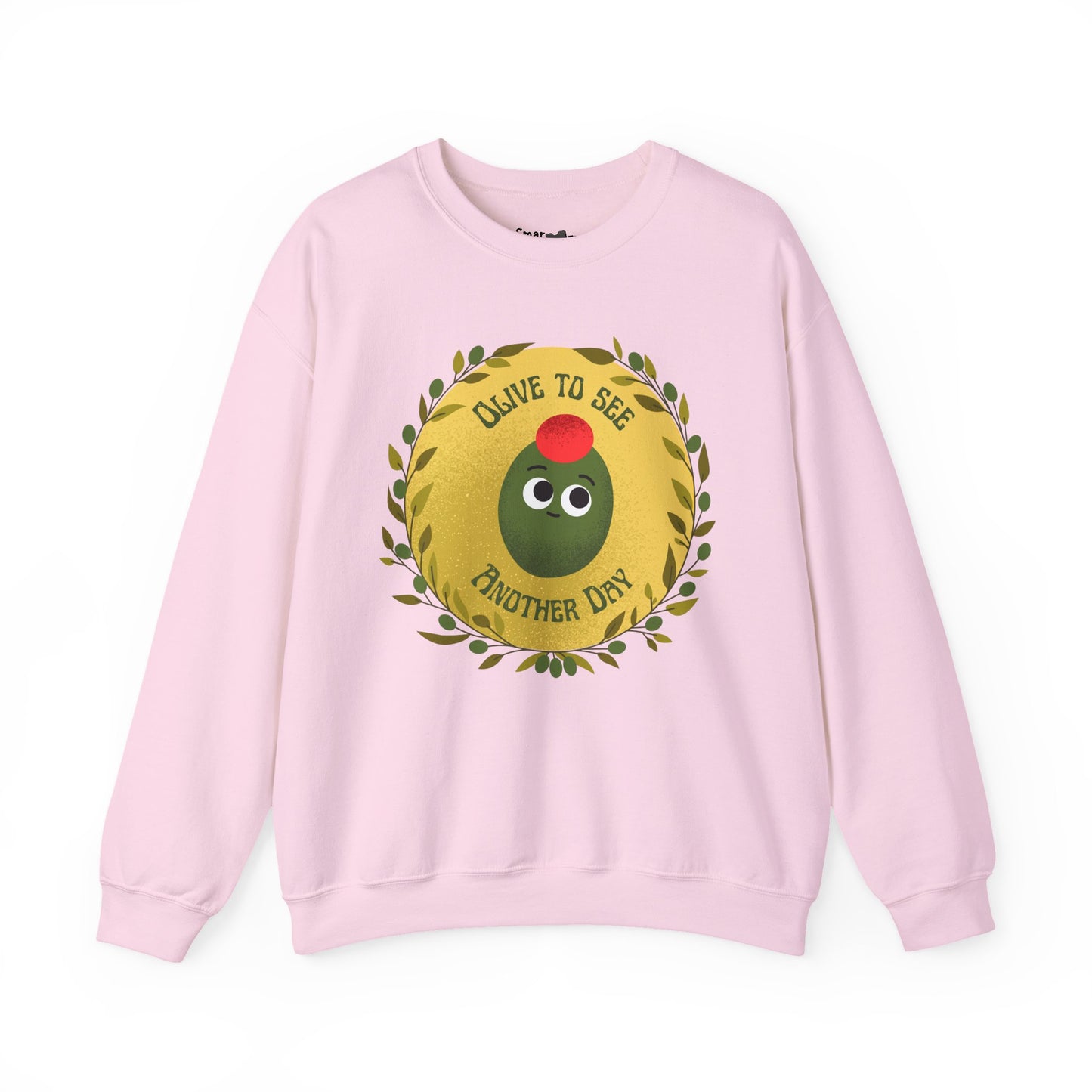 Olive To See Another Day Unisex Crewneck Sweatshirt, Funny Vegetable Pun, Witty Whimsical Design, Relaxed Comfort, Great Gift Idea
