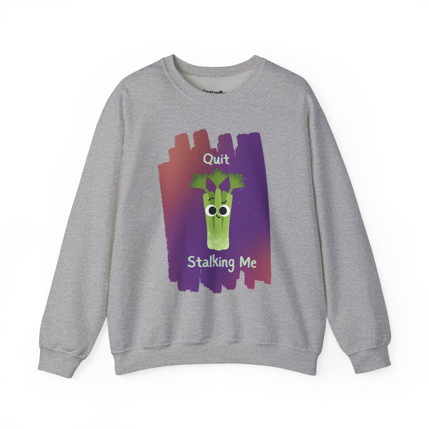 Funny Celery Pun Sweatshirt, Graphic on Front, Quit Stalking Me Crewneck, Unisex Crewneck, Quirky Graphic Pullover