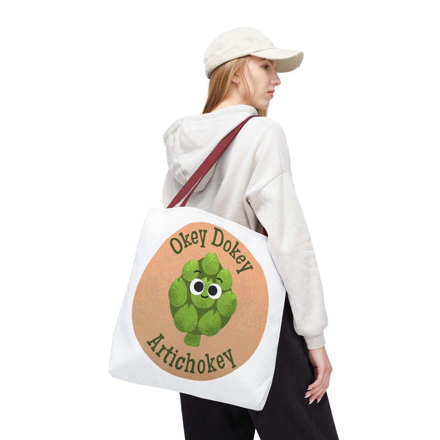 Playful Artichoke Tote Bag - Okey Dokey, Reusable Shopping Tote, Eco-Friendly Gift, Fruits & Veggies Lover, Cute Grocery Bag