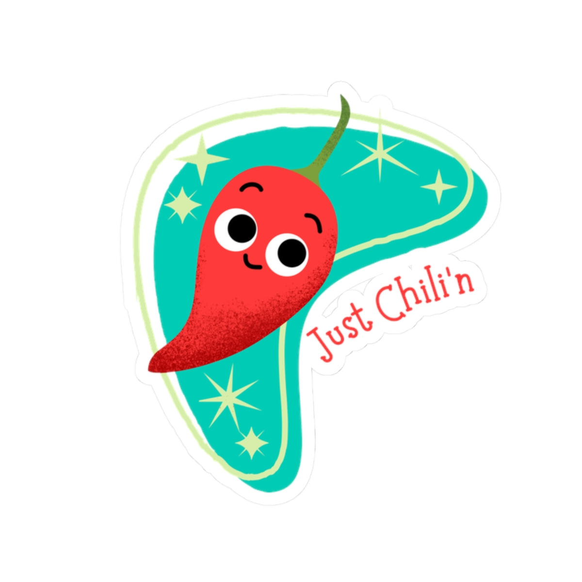 Fun Chili'n Kiss-Cut Stickers - Whimsical Vinyl Decals for Laptops, Water Bottles, Notebooks, Gifts, Cool Kitchen Decor