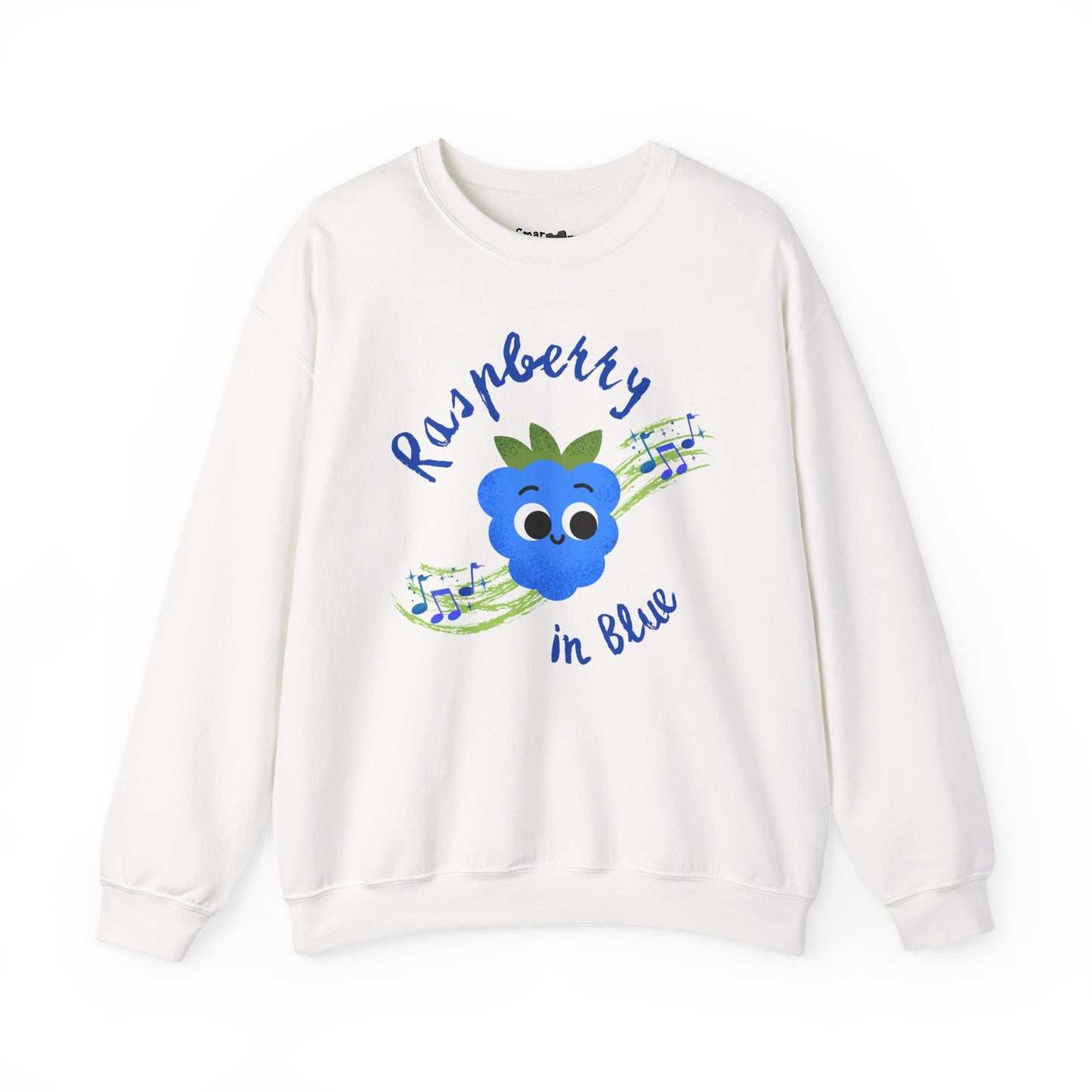 Raspberry in Blue Unisex Crewneck Sweatshirt, Funny Fruit Pun Cozy Sweatshirt, Graphic Sweatshirt, Gift for Music Lovers, Cute Casual Wear, Summer Vibes